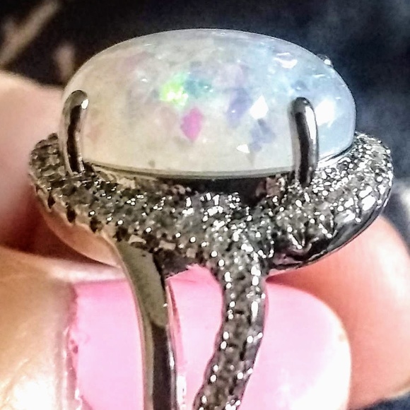 NEW Art Nouveau Style Opal 925 Silver Ring 🌹 - Picture 5 of 5